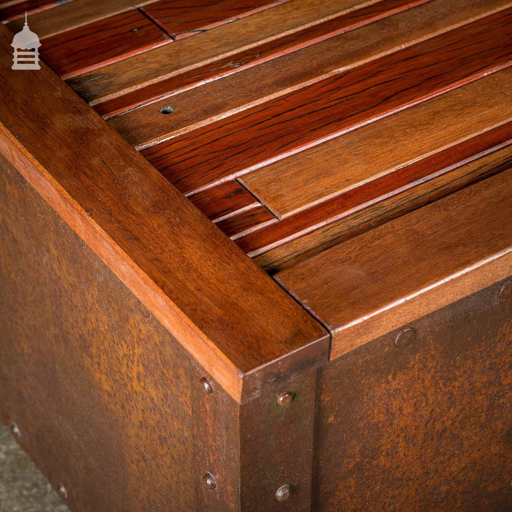 Vintage Steel Based Coffee Table with Reclaimed Mahogany Top