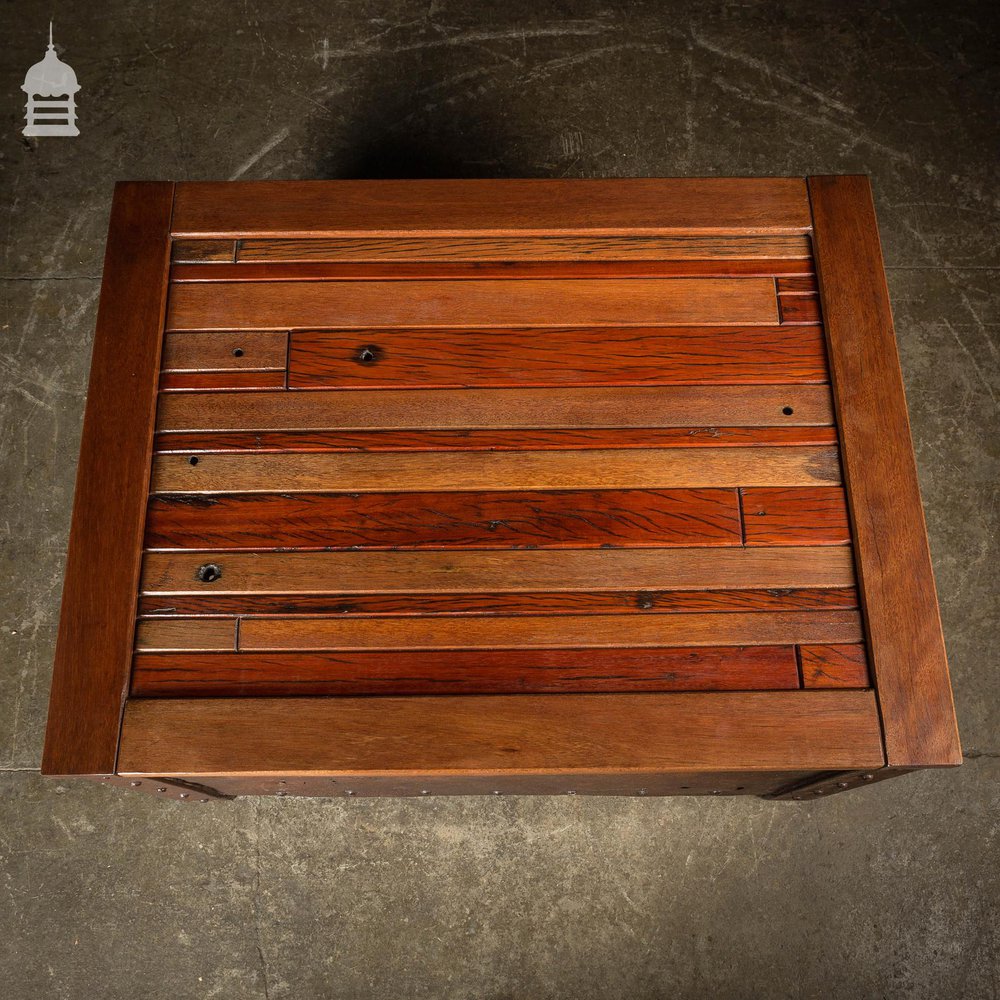 Vintage Steel Based Coffee Table with Reclaimed Mahogany Top