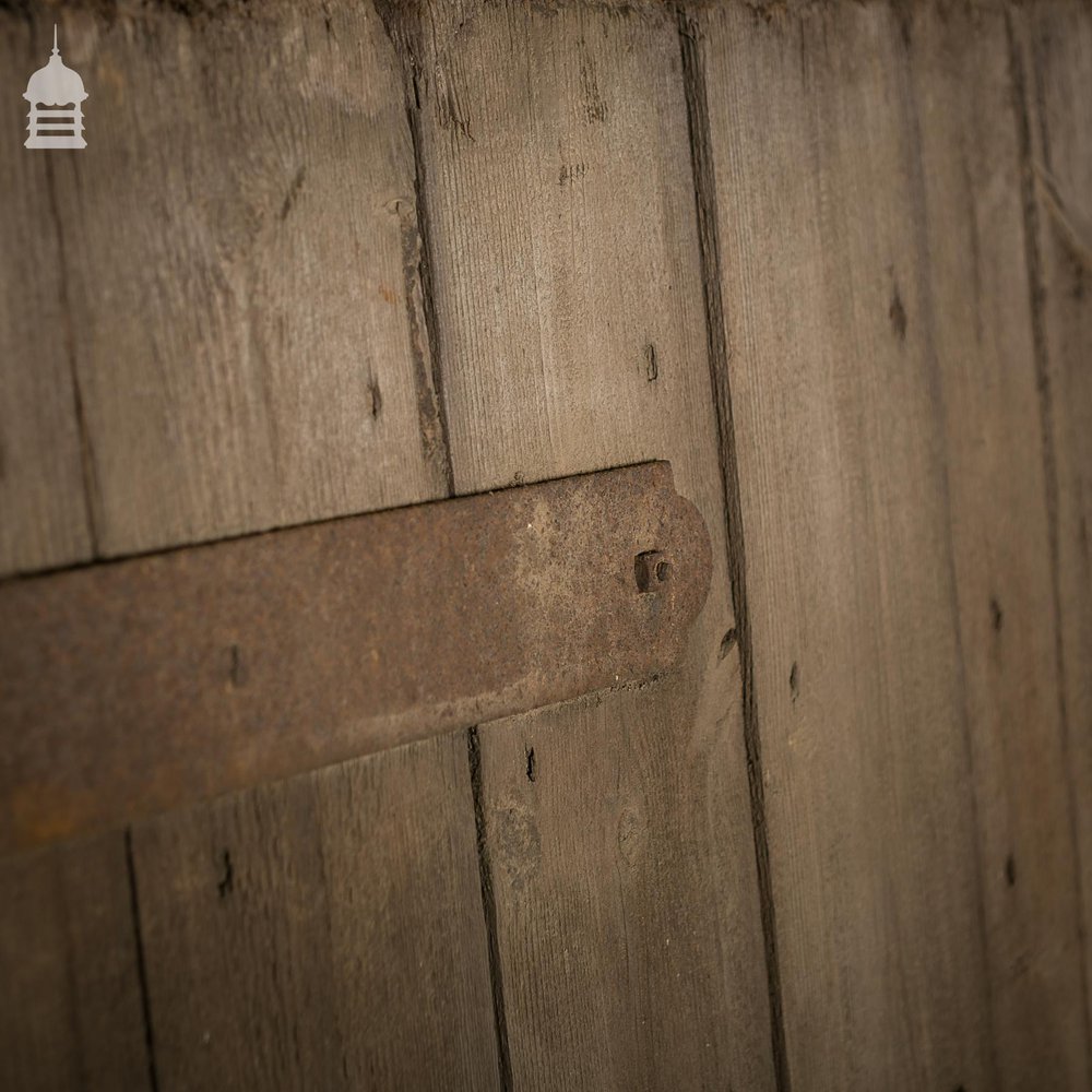 Pair of Reclaimed Pine Ledged and Braced Barn Doors with Double Latch Mechanism