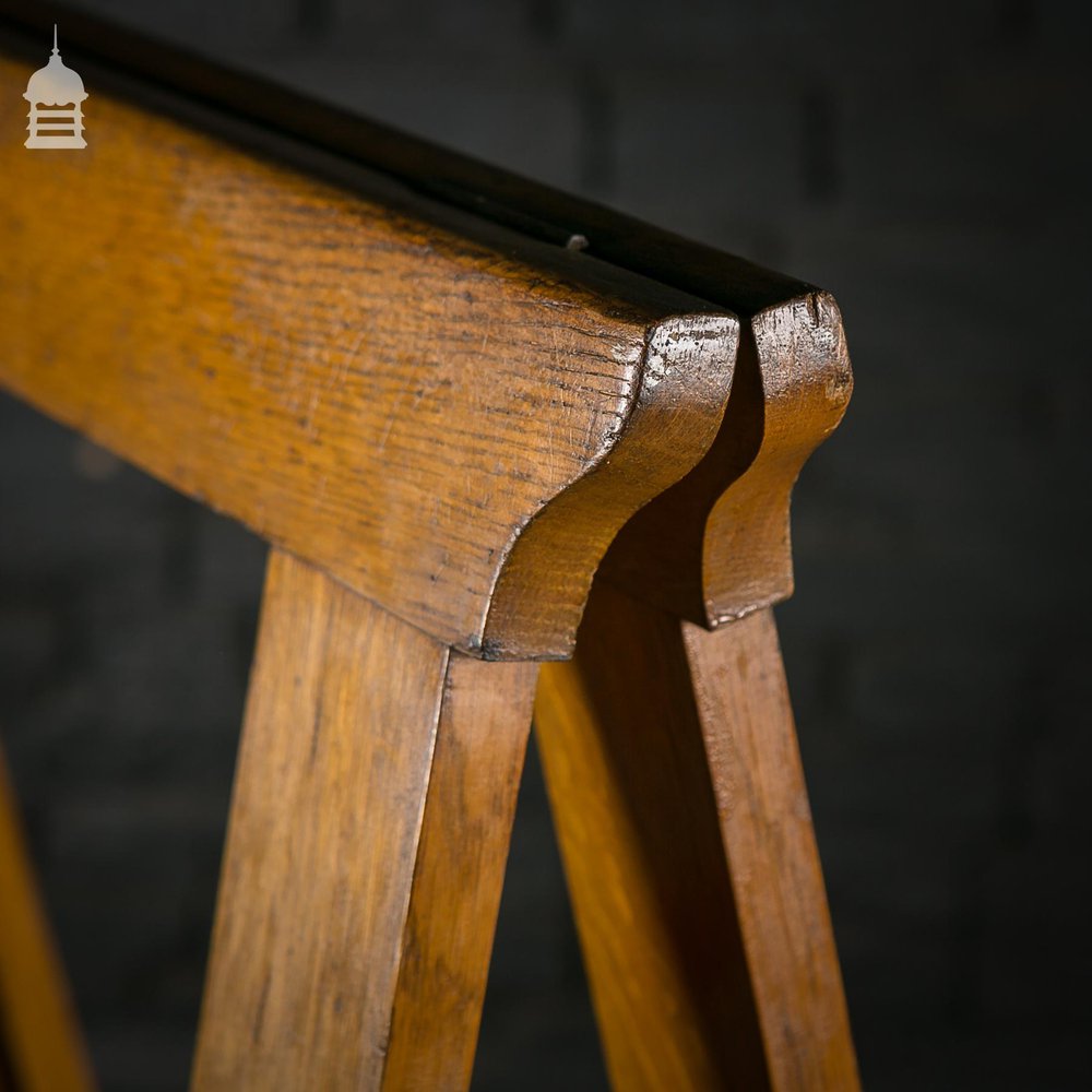 Pair of Oak Trestles Coffin Stands