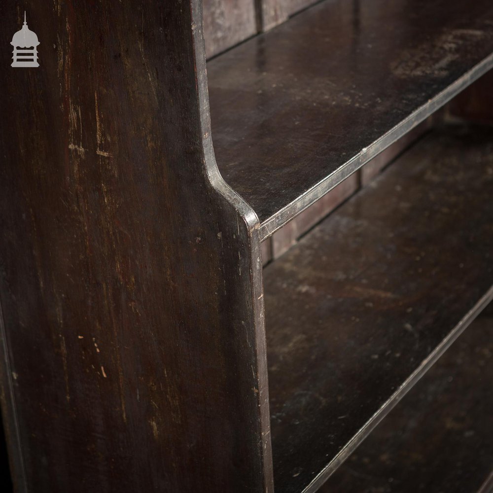 Early 19th C Ebonised Teak Waterfall Shelves Bookcase on Bun Feet