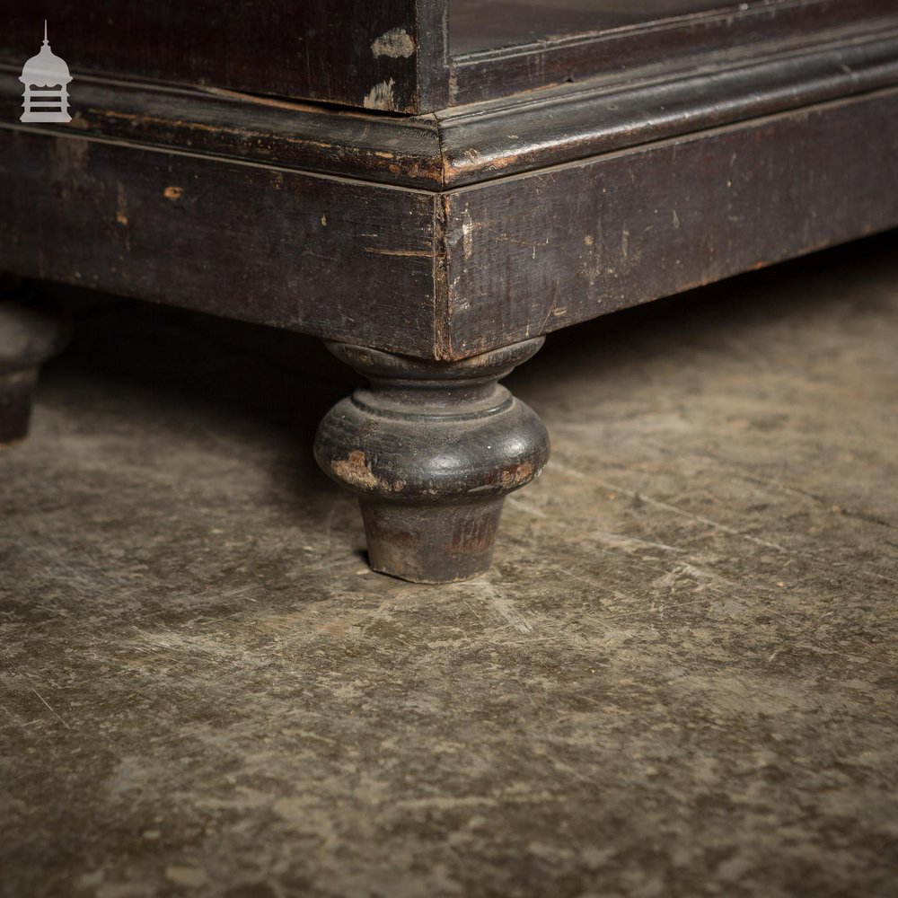 Early 19th C Ebonised Teak Waterfall Shelves Bookcase on Bun Feet