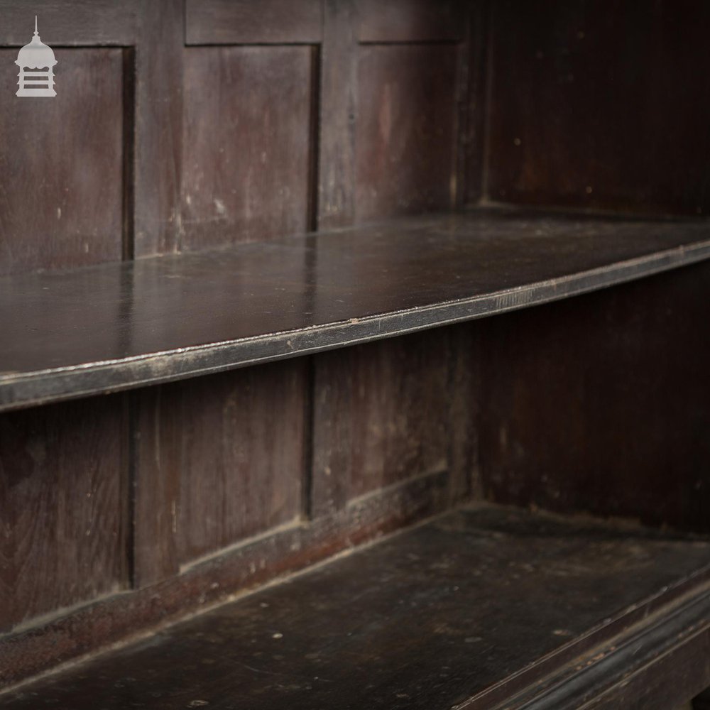 Early 19th C Ebonised Teak Waterfall Shelves Bookcase on Bun Feet