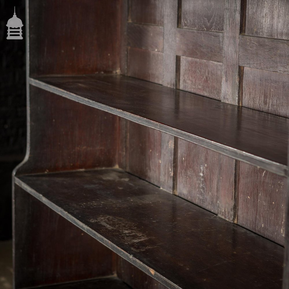 Early 19th C Ebonised Teak Waterfall Shelves Bookcase on Bun Feet