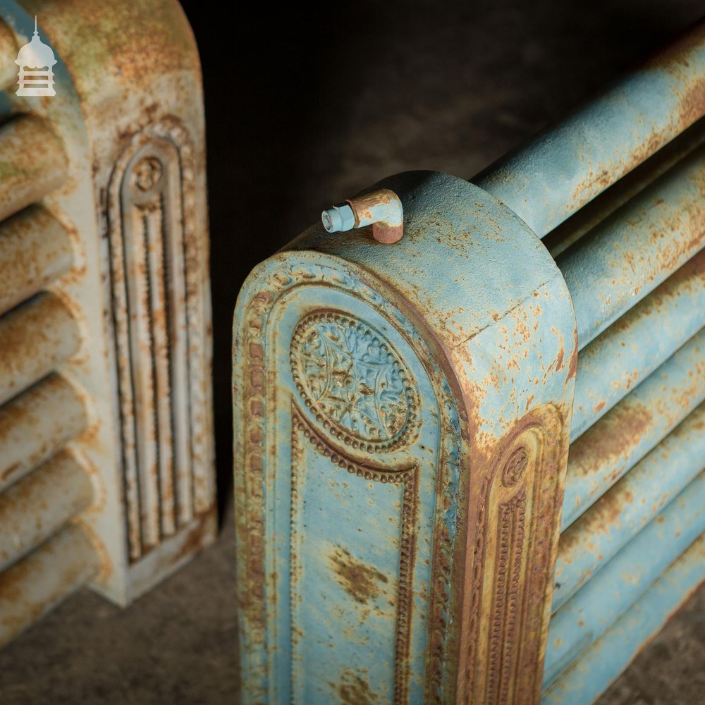 Pair of Decorative 19th C Cast Iron Untested Radiators