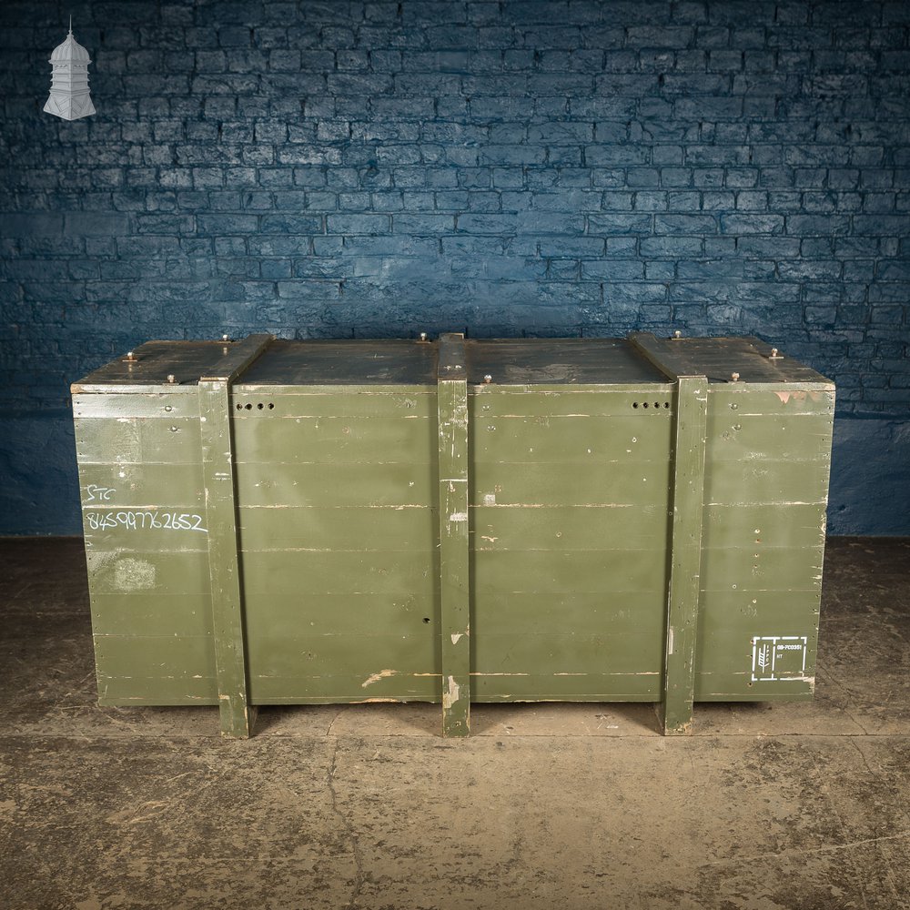 Large Military Green Painted Wooden Aircraft Part Shipping Crate Box Reclaimed from a Norfolk RAF Base