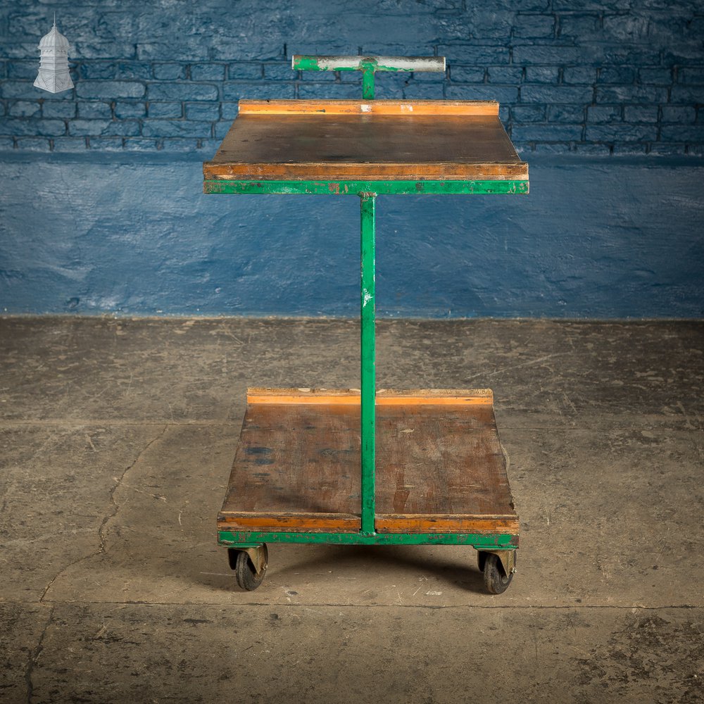 Vintage Green Industrial Wheeled Trolley