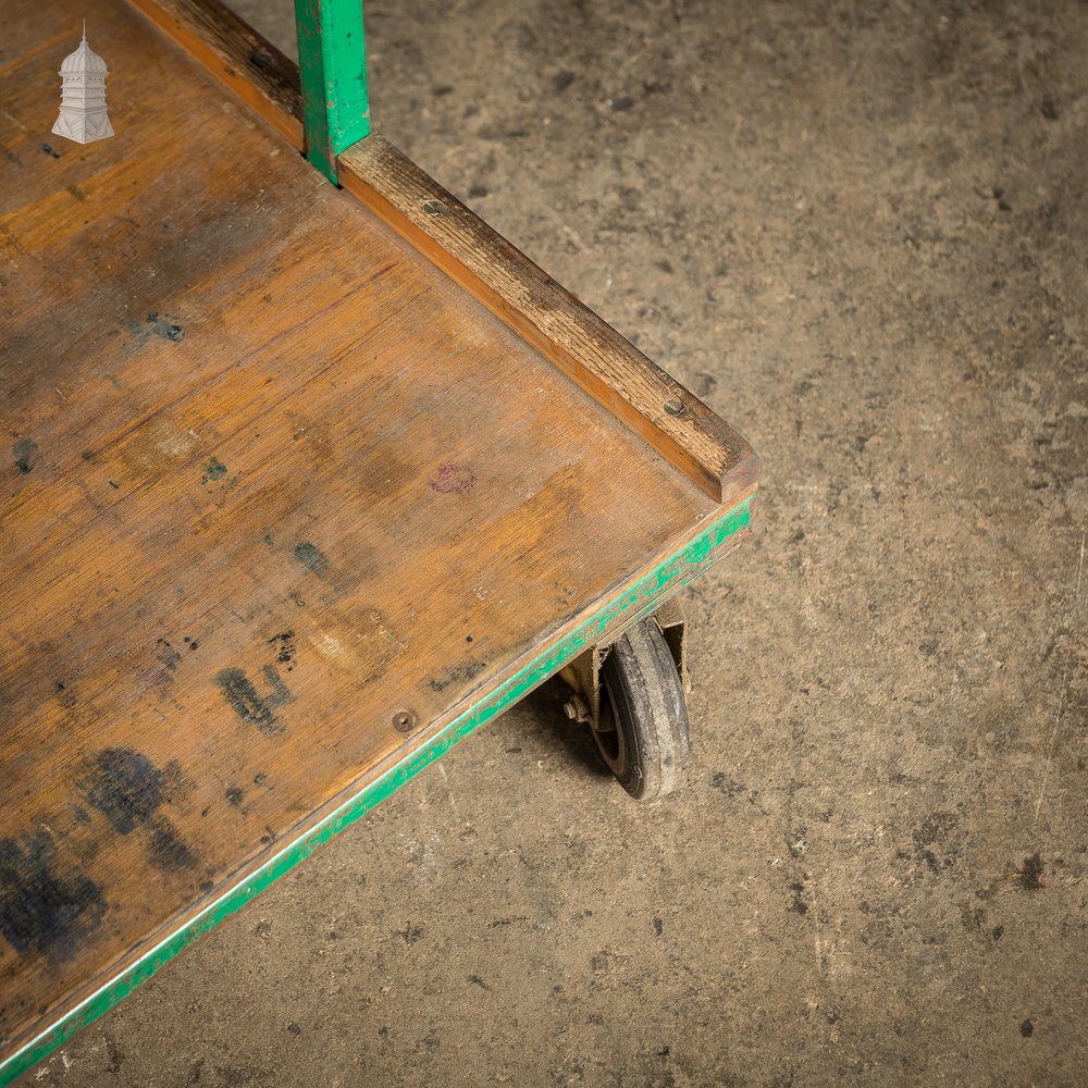 Vintage Green Industrial Wheeled Trolley