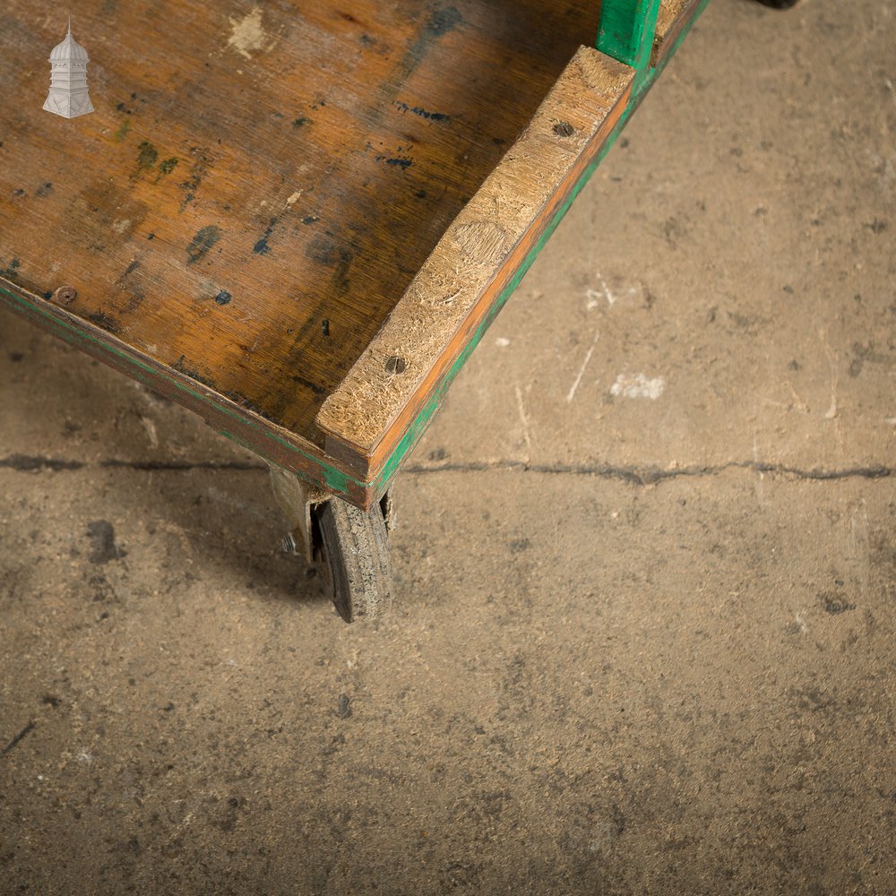 Vintage Green Industrial Wheeled Trolley