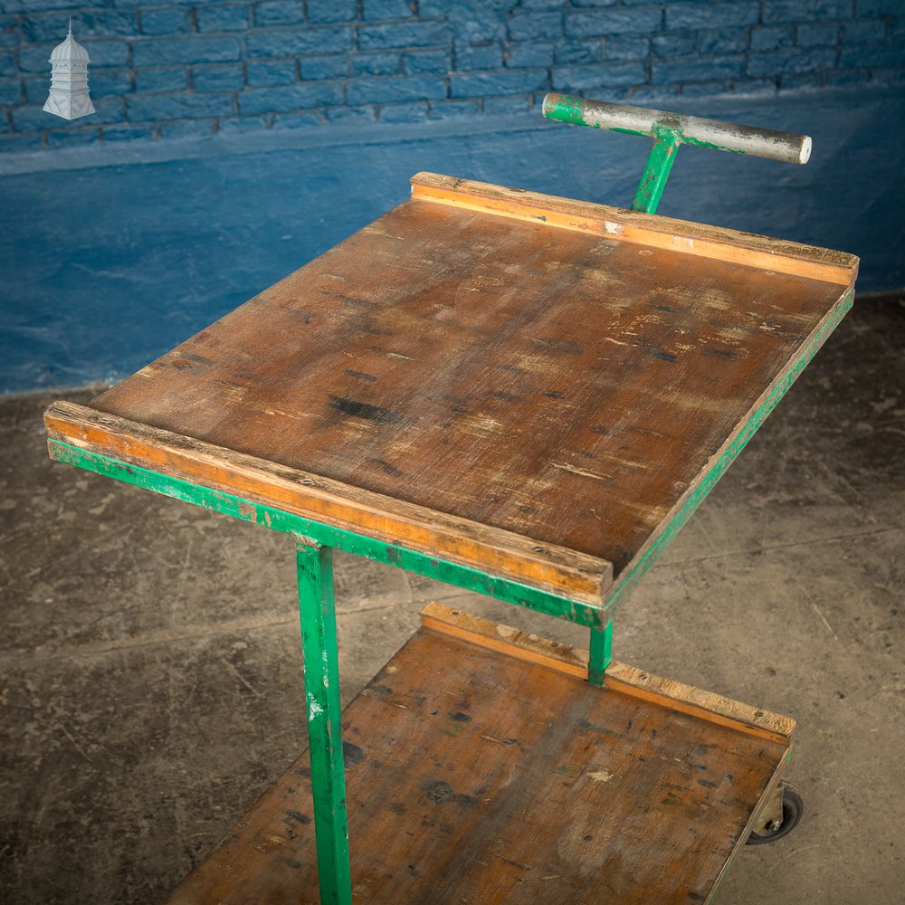 Vintage Green Industrial Wheeled Trolley