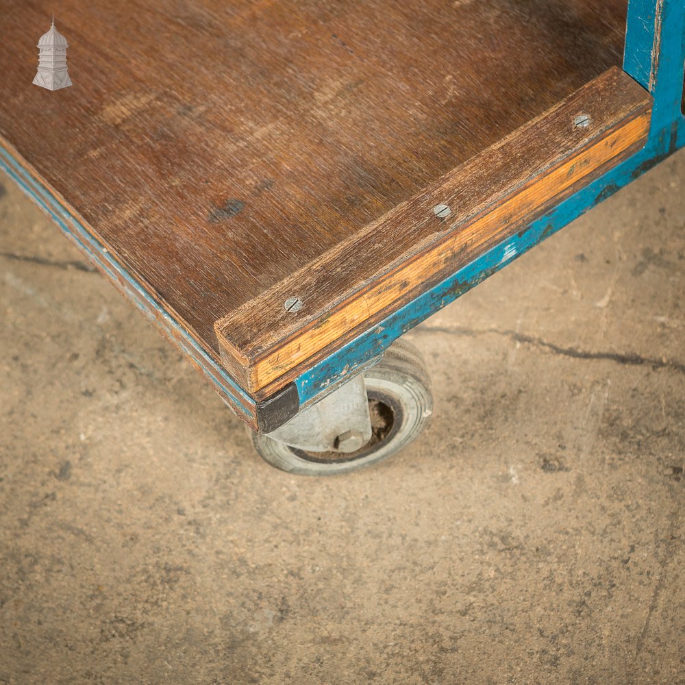 Vintage Blue Industrial Wheeled Trolley