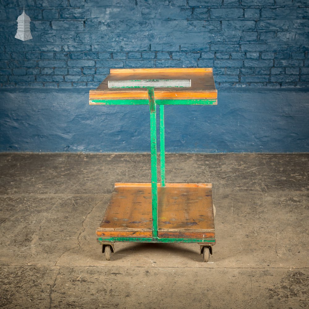 Vintage Green Industrial Wheeled Trolley