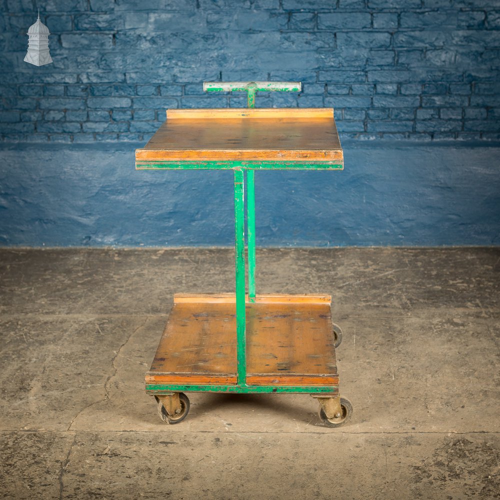 Vintage Green Industrial Wheeled Trolley