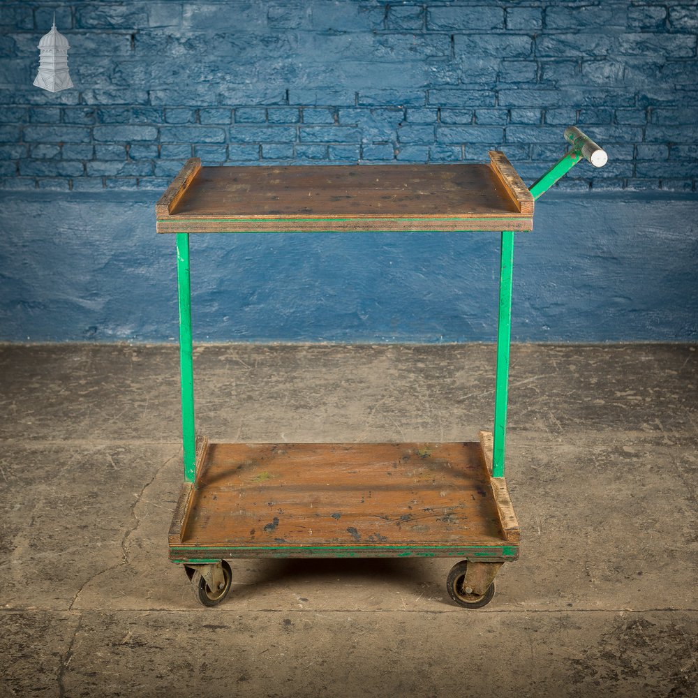 Vintage Green Industrial Wheeled Trolley