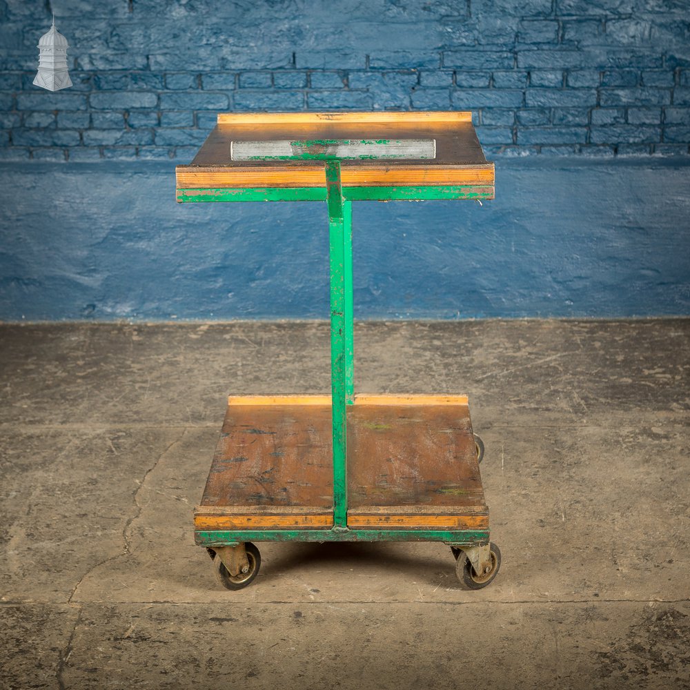 Vintage Green Industrial Wheeled Trolley