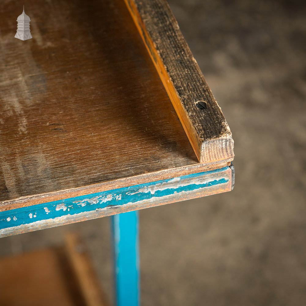 Vintage Blue Industrial Wheeled Trolley