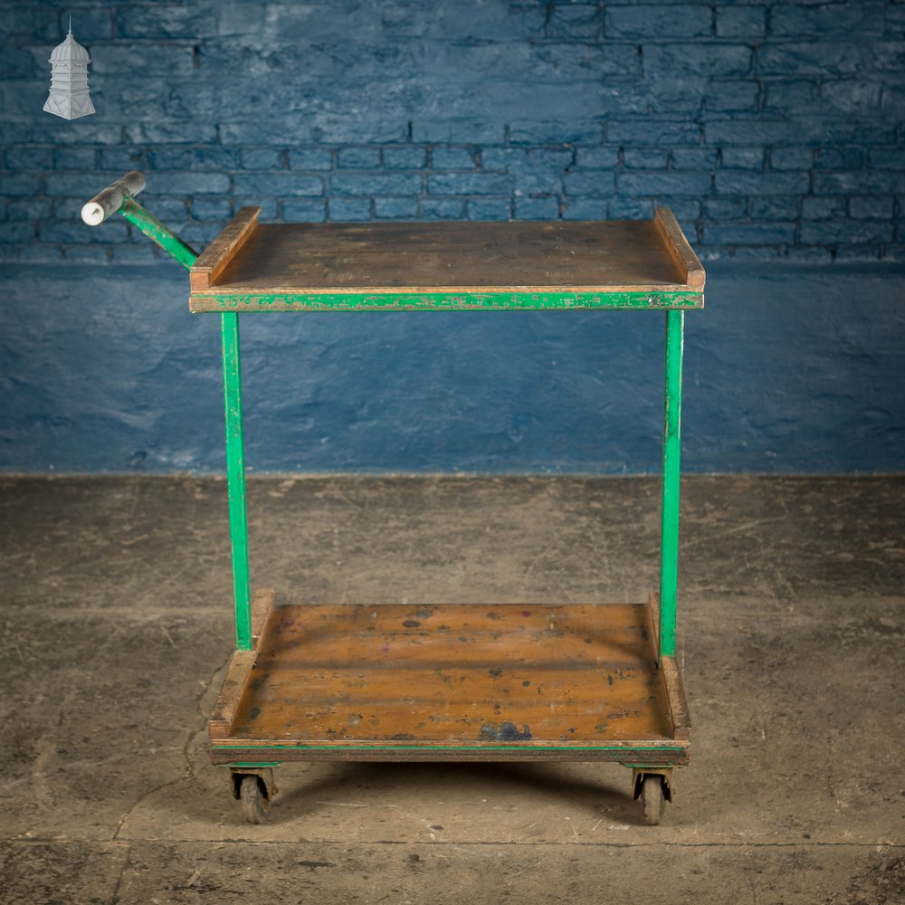 Vintage Green Industrial Wheeled Trolley