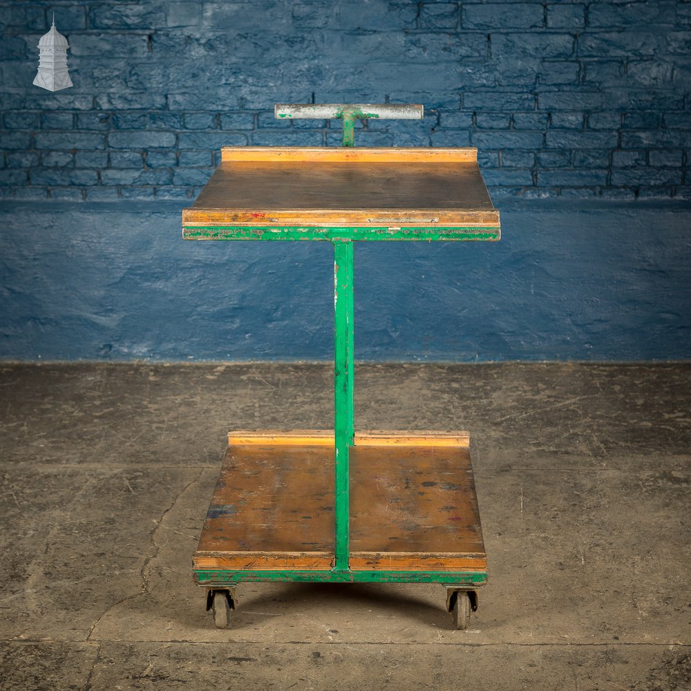 Vintage Green Industrial Wheeled Trolley