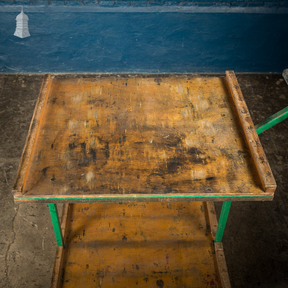 Vintage Green Industrial Wheeled Trolley