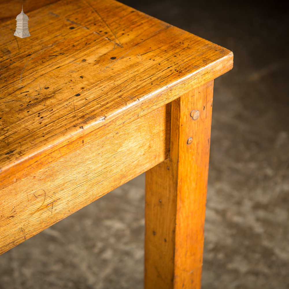 Mid Century Oak School Science Lab Table - 6 Feet Long