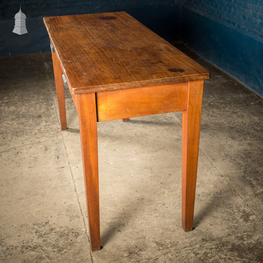 Mid Century Iroko School Science Lab Table with 2 Drawers 5 Feet Long