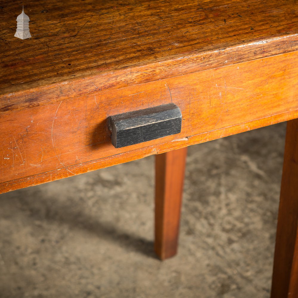 Mid Century Iroko School Science Lab Table with 2 Drawers 5 Feet Long