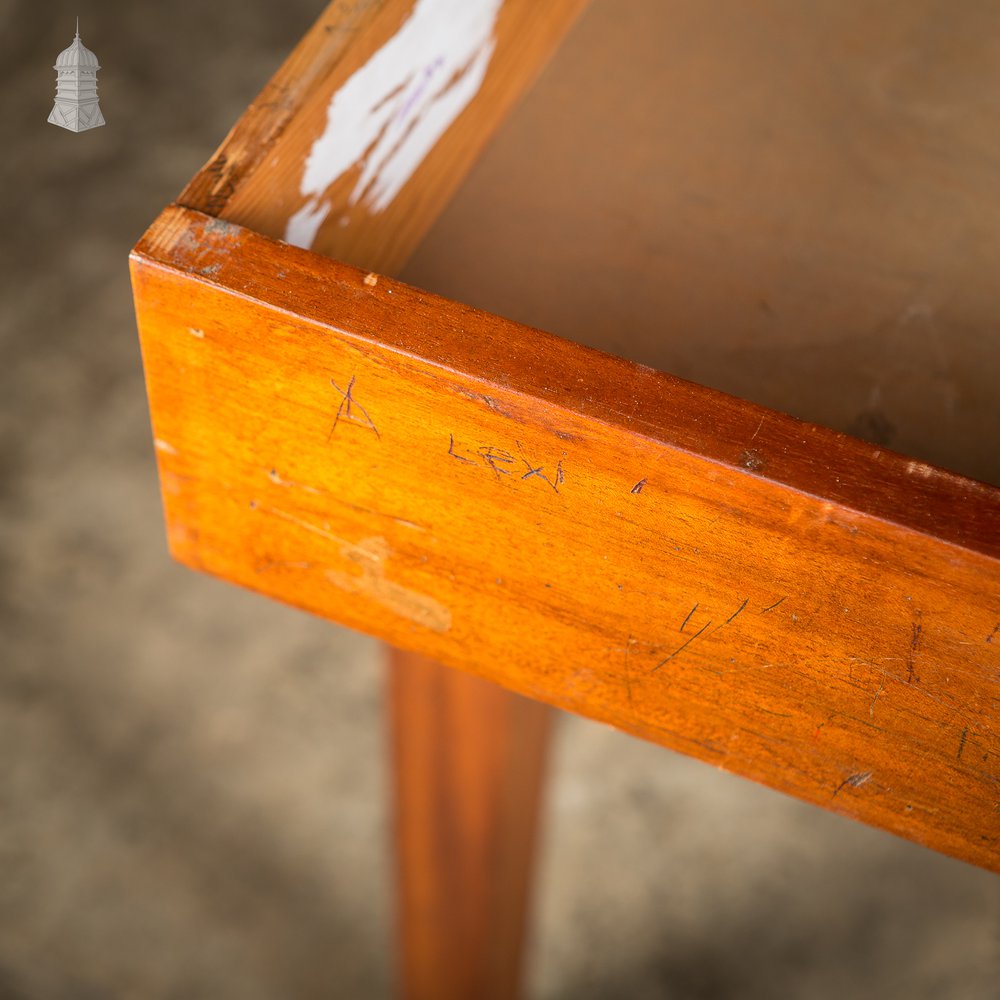 Mid Century Iroko School Science Lab Table with 2 Drawers 5 Feet Long