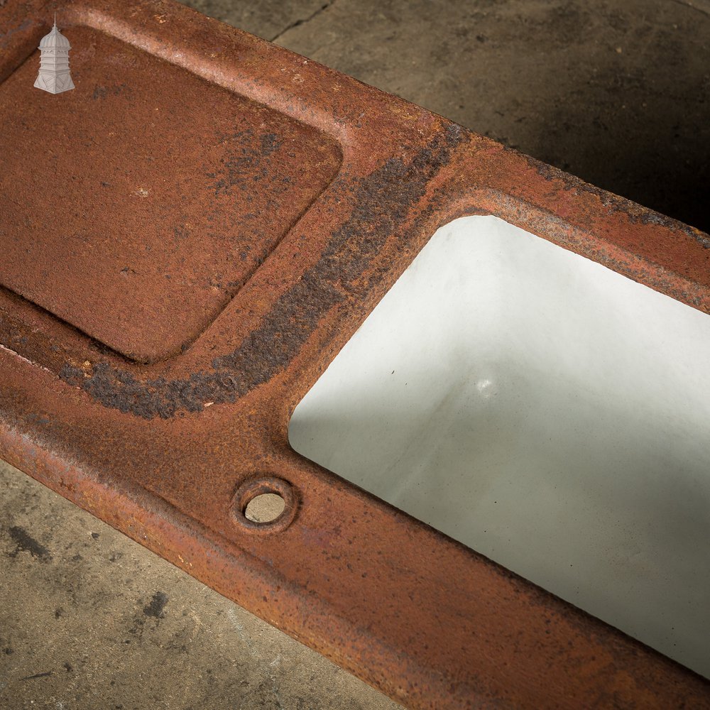 19th C Cast Iron Trough Sink and Drainer