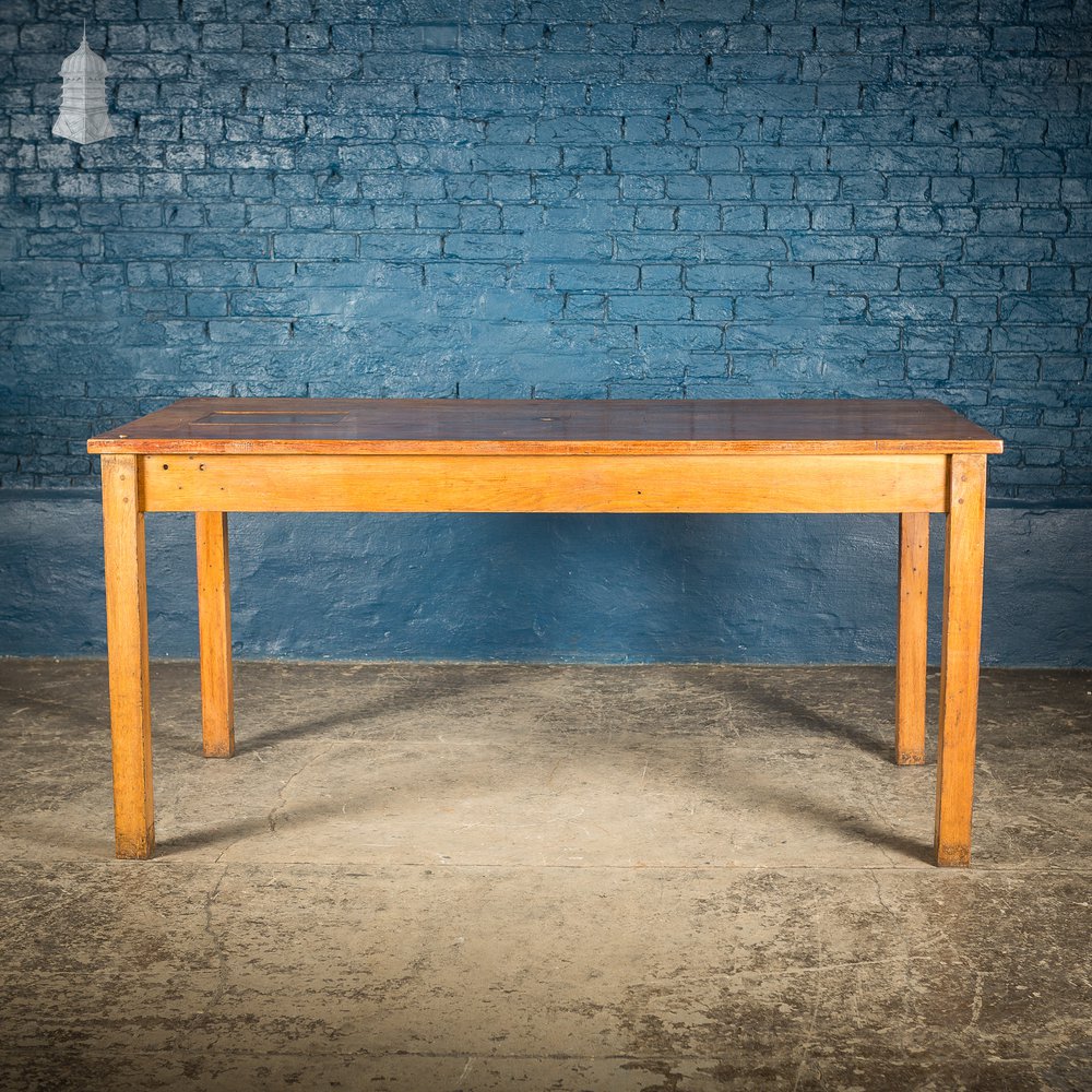 Mid Century Oak School Science Lab Table – 6 Feet Long