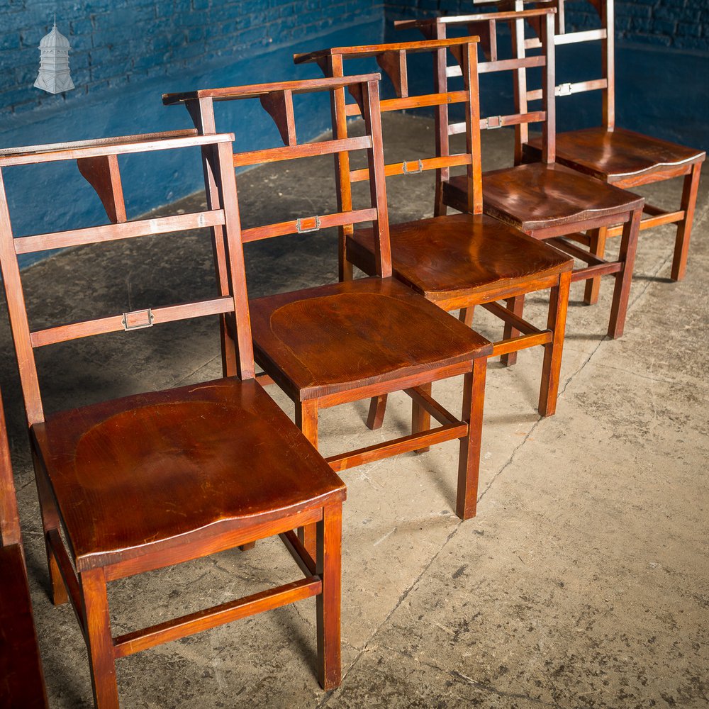 Set of 6 19th C Elm Synagogue Chairs