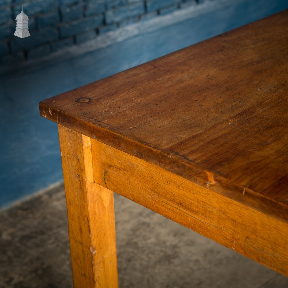 Mid Century Oak School Science Laboratory Table- 6 Feet Long