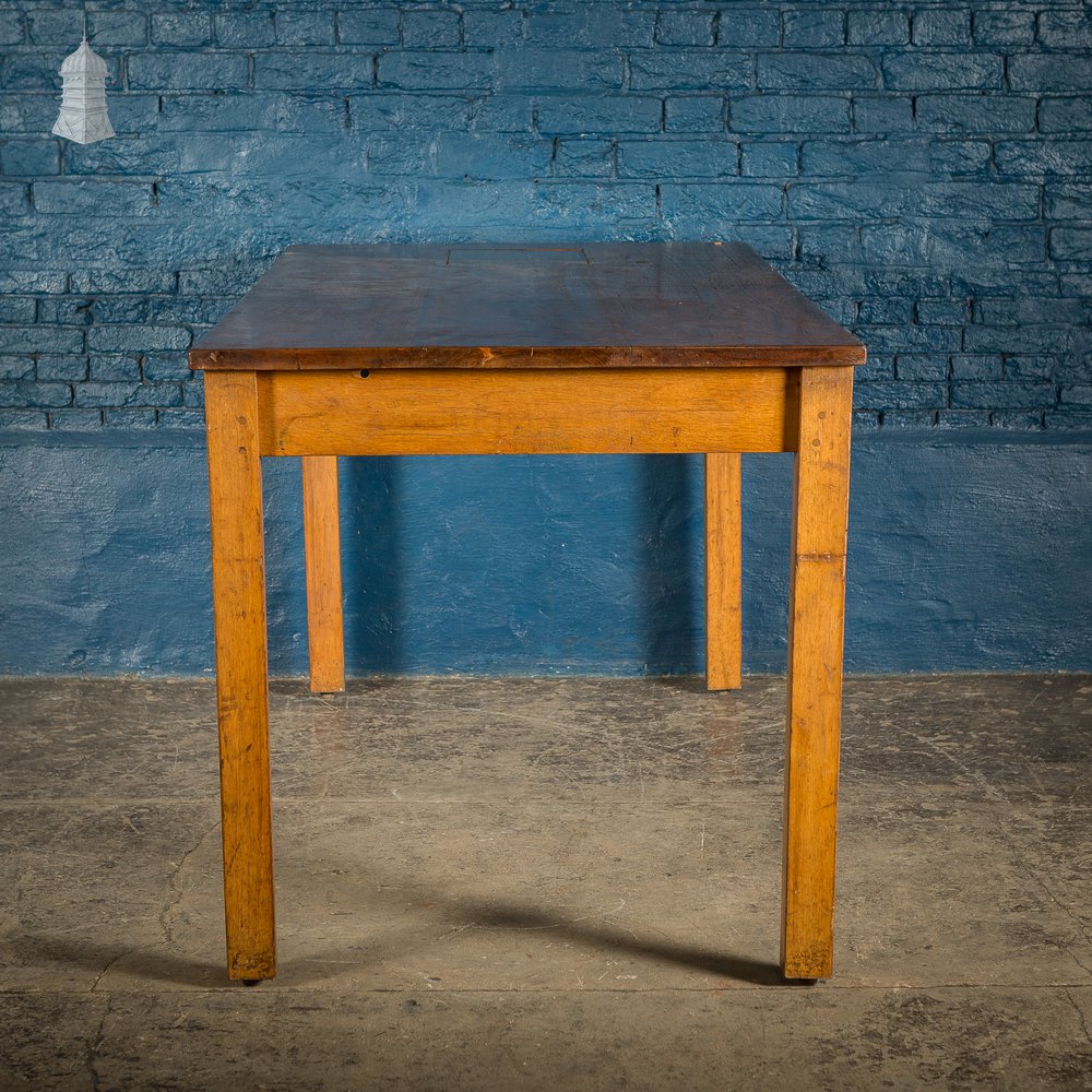 Mid Century Oak School Science Laboratory Table- 6 Feet Long