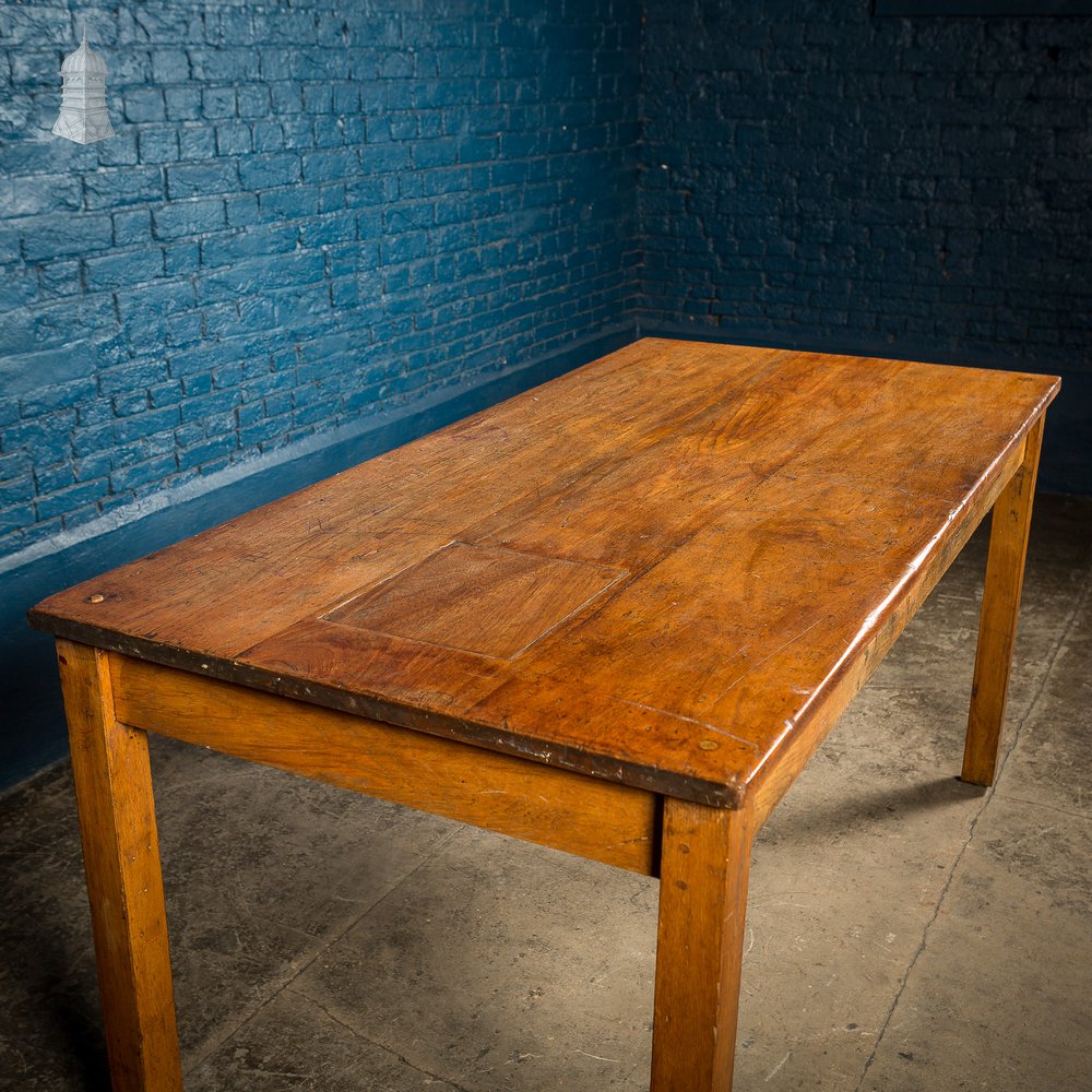 Mid Century Oak School Science Laboratory Table- 6 Feet Long