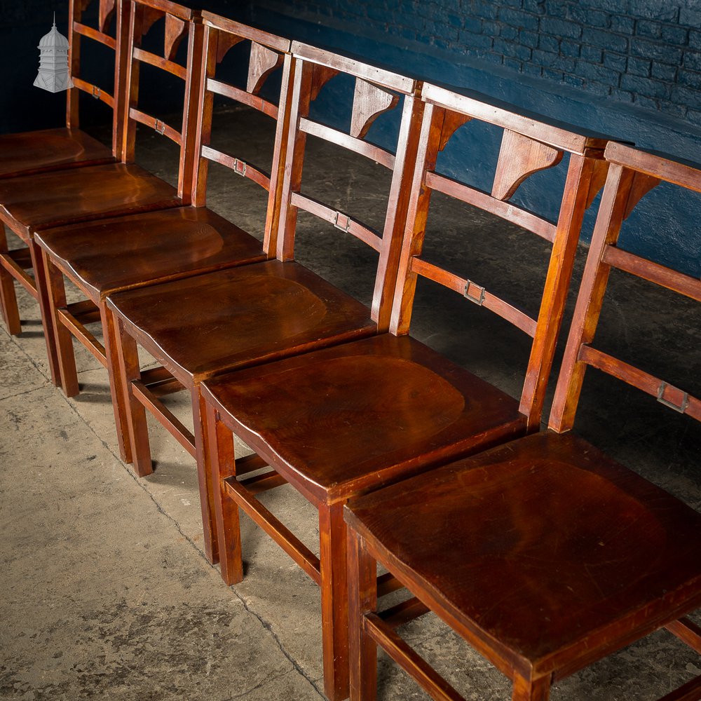 Set of 6 19th C Elm Synagogue Chairs