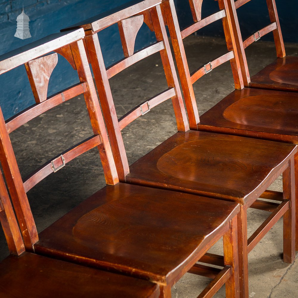 Set of 6 19th C Elm Synagogue Chairs