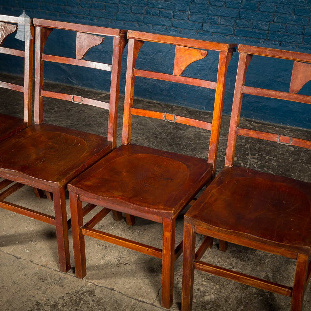 Set of 6 19th C Elm Synagogue Chairs