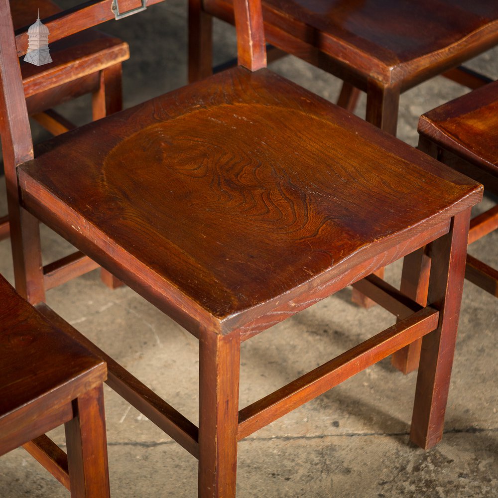 Set of 6 19th C Elm Synagogue Chairs