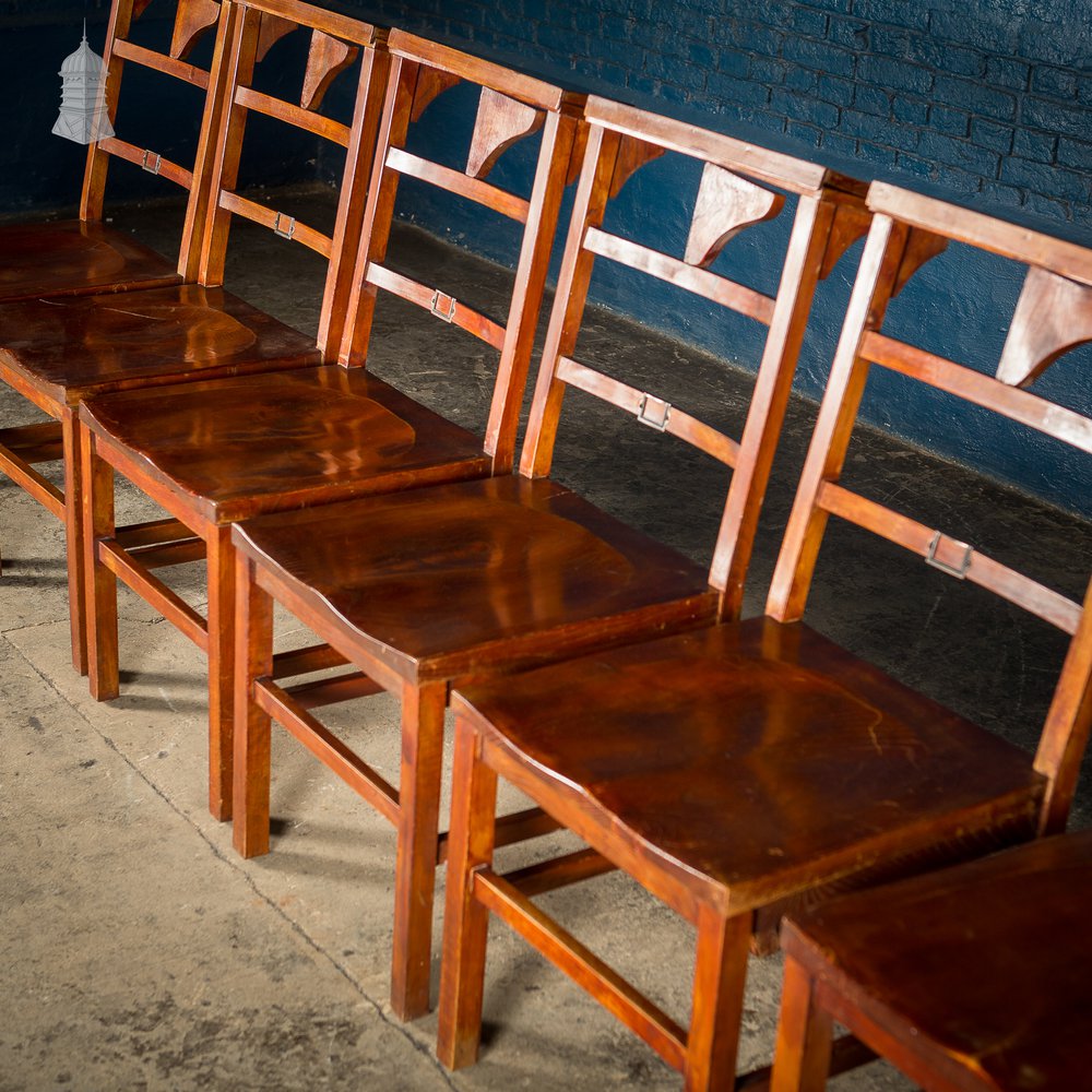 Set of 6 19th C Elm Synagogue Chairs