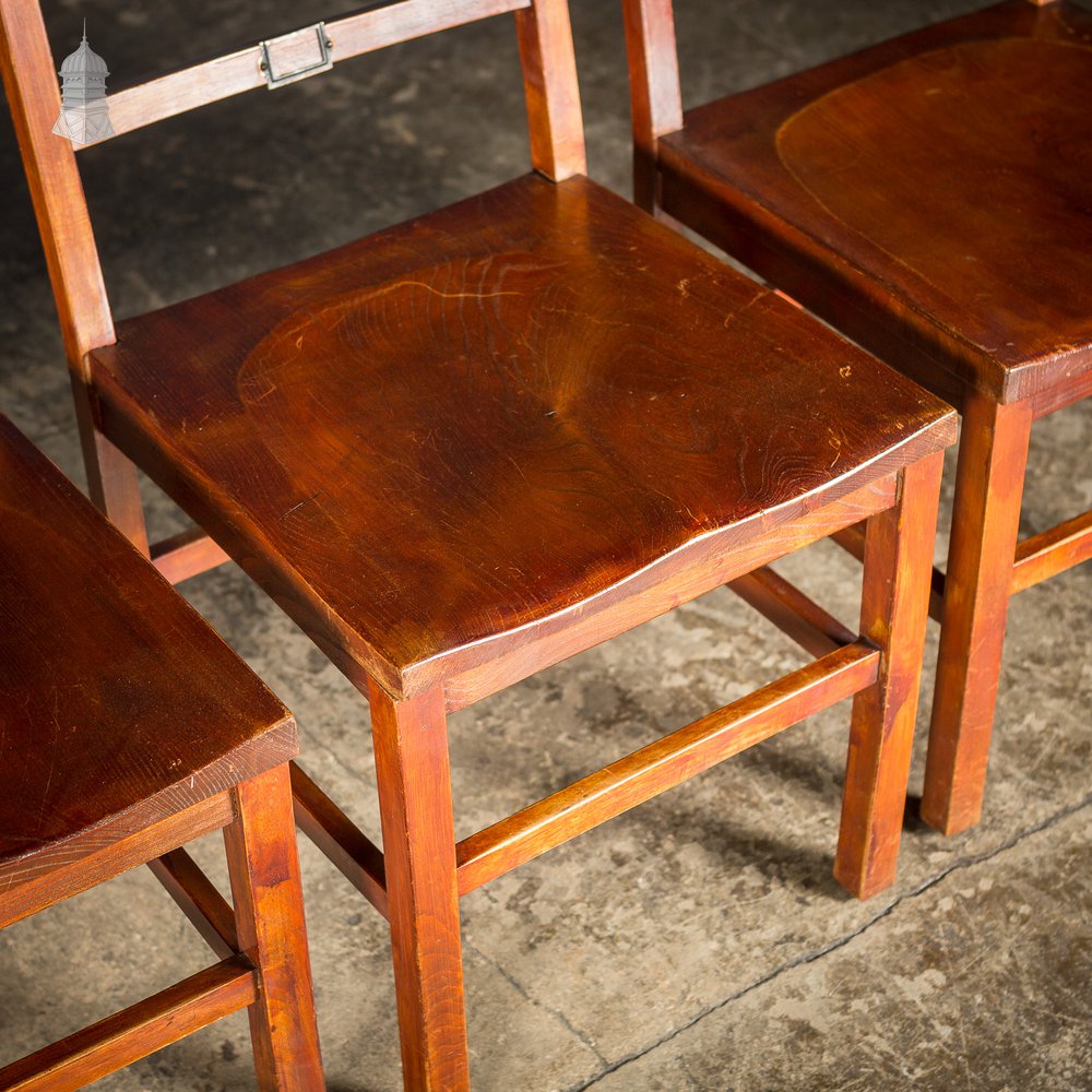 Set of 6 19th C Elm Synagogue Chairs