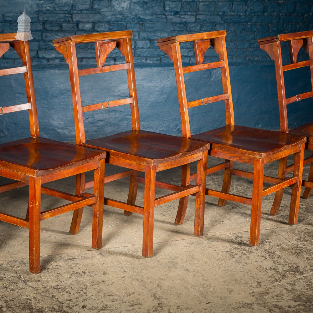 Set of 6 19th C Elm Synagogue Chairs