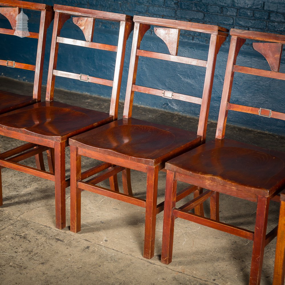 Set of 6 19th C Elm Synagogue Chairs [No. 4]