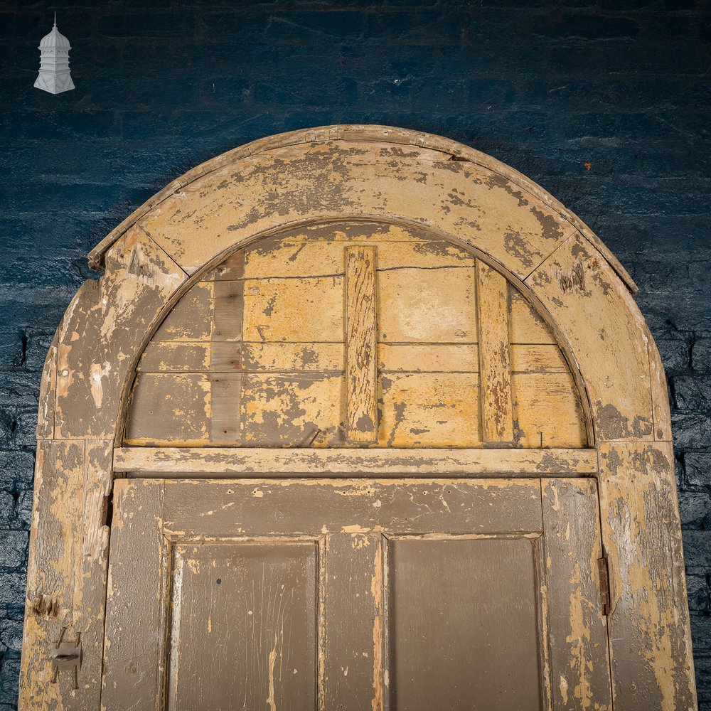 Large Georgian Arch Top Door Frame and Door with Distressed Paint Finish