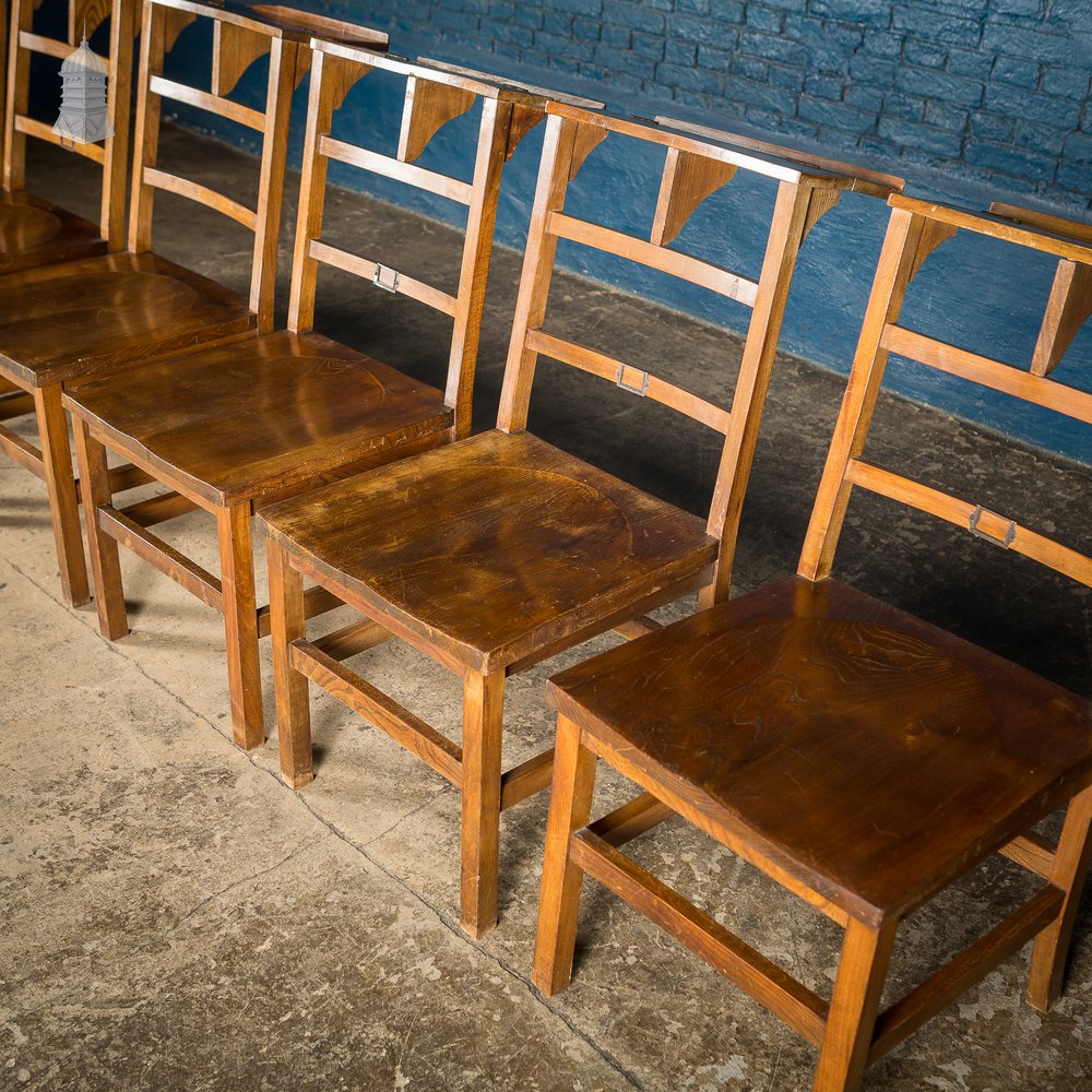 Set of 6 19th C Elm Synagogue Chairs [No. 5]