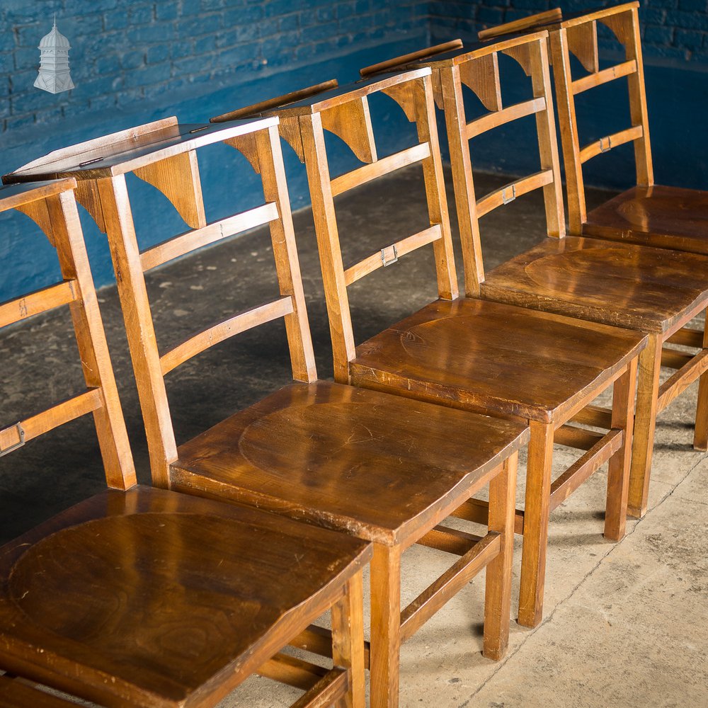 Set of 6 19th C Elm Synagogue Chairs [No. 5]