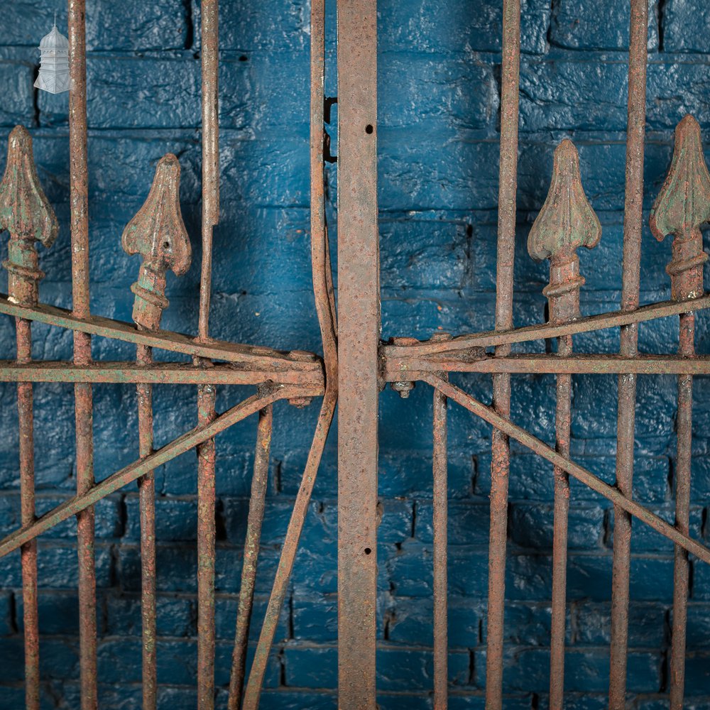 19th C Pair of Large Driveway Gates with Arrowhead Finial Detail