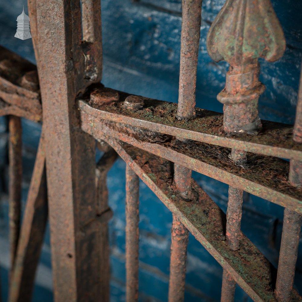 19th C Pair of Large Driveway Gates with Arrowhead Finial Detail