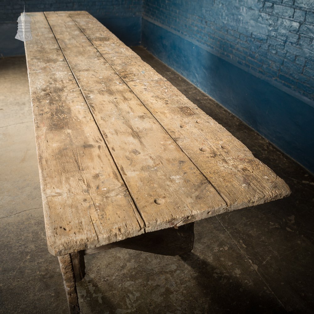 Large Pine 19th C Carpenters Workbench  – 11 ft Long