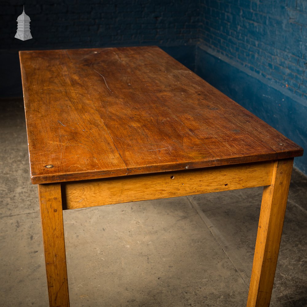 Mid Century Oak School Science Laboratory Table – 6 Feet Long