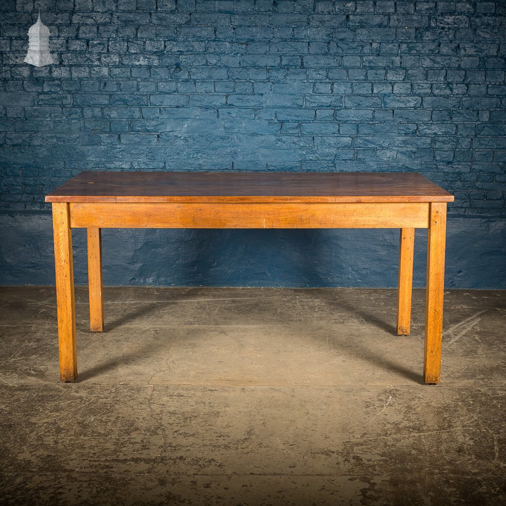 Mid Century Oak School Science Laboratory Table – 6 Feet Long