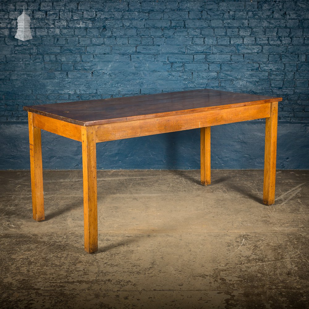 Mid Century Oak School Science Laboratory Table – 6 Feet Long